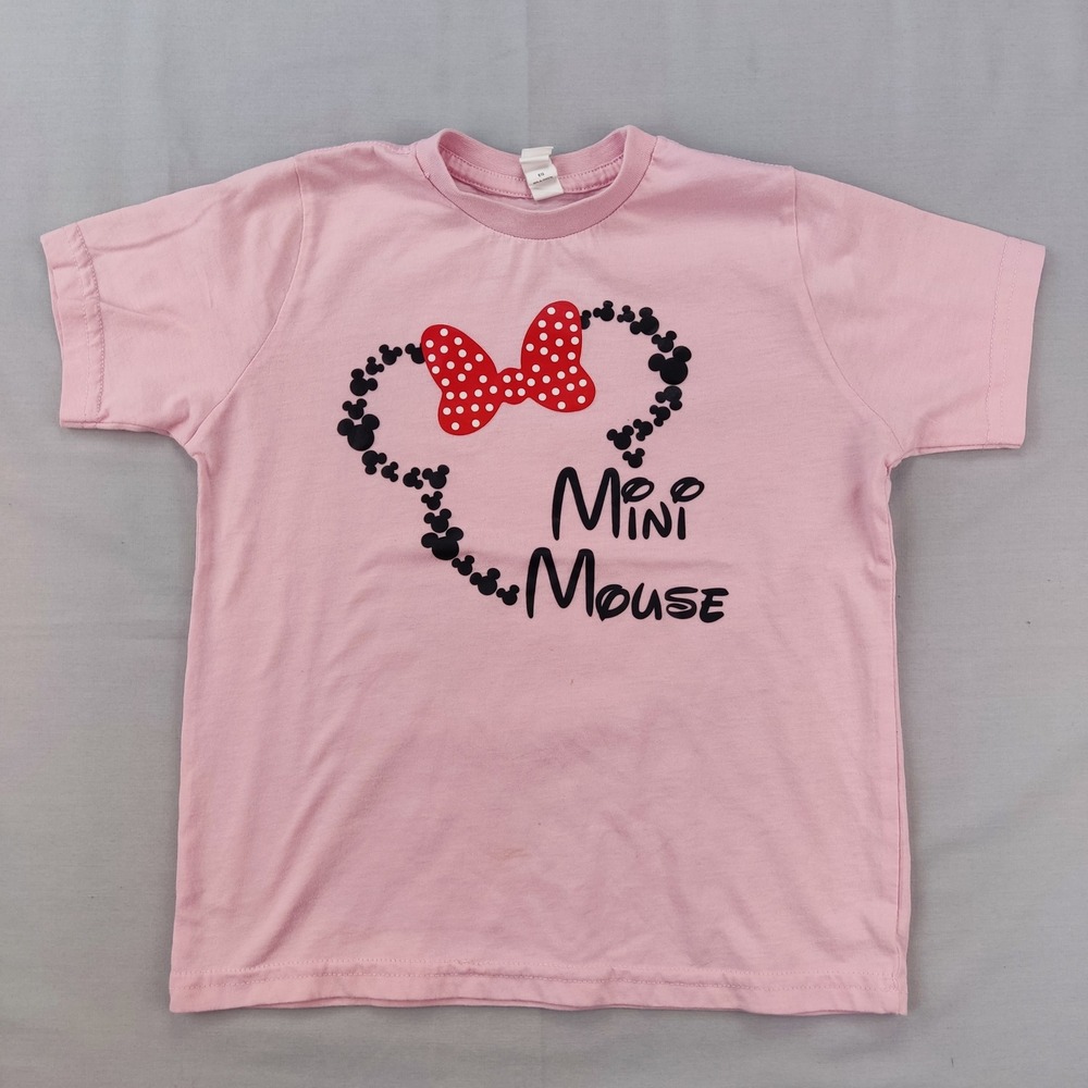 Rustic United T-Shirt Girls 5T-6T Pink Minnie Mouse Graphic Bow Short Sleeve Tee
